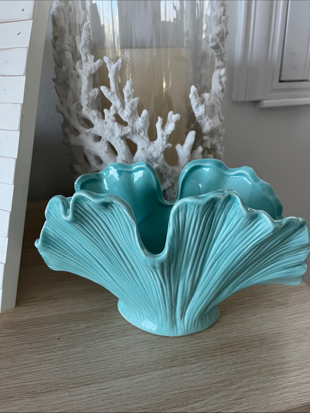 Ceramic Sea Fan Bowl in Turquoise - Home Accents